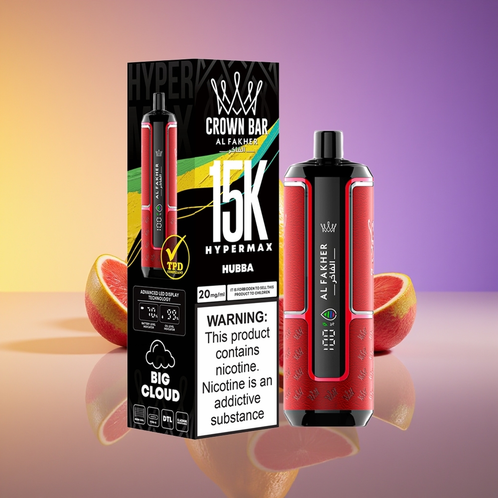 Al Fakher Crown Bar 15K Hypermax Ağız Kompakt Portativ Birdəfəlik Vape Kit Hubba