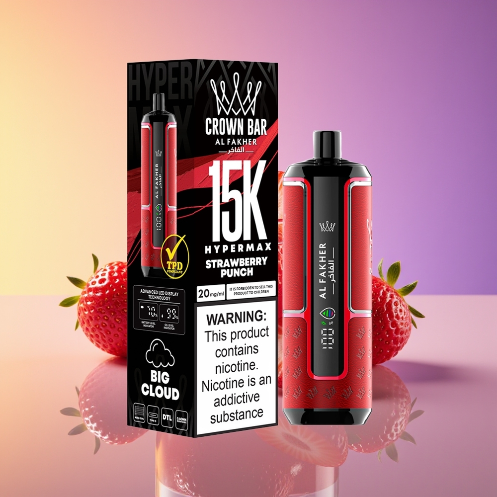 Al Fakher Crown Bar 15K Hypermax Çiyinçəkən Portativ Çiyələk Punch