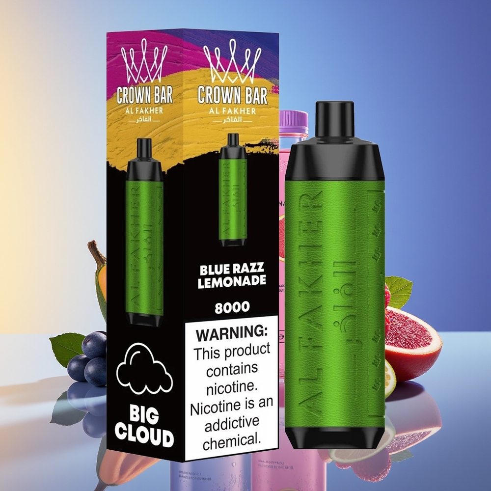 Al Fakher Crown Bar 8000 Crystal Puff Kristal Bir Dəfəlik Vape Göy Moruq Limonad