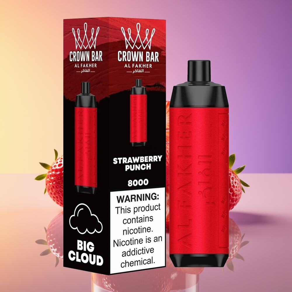 Al Fakher Crown Bar 8000 Crystal Çəkmə Aktivasiyalı Çiyələk Punch