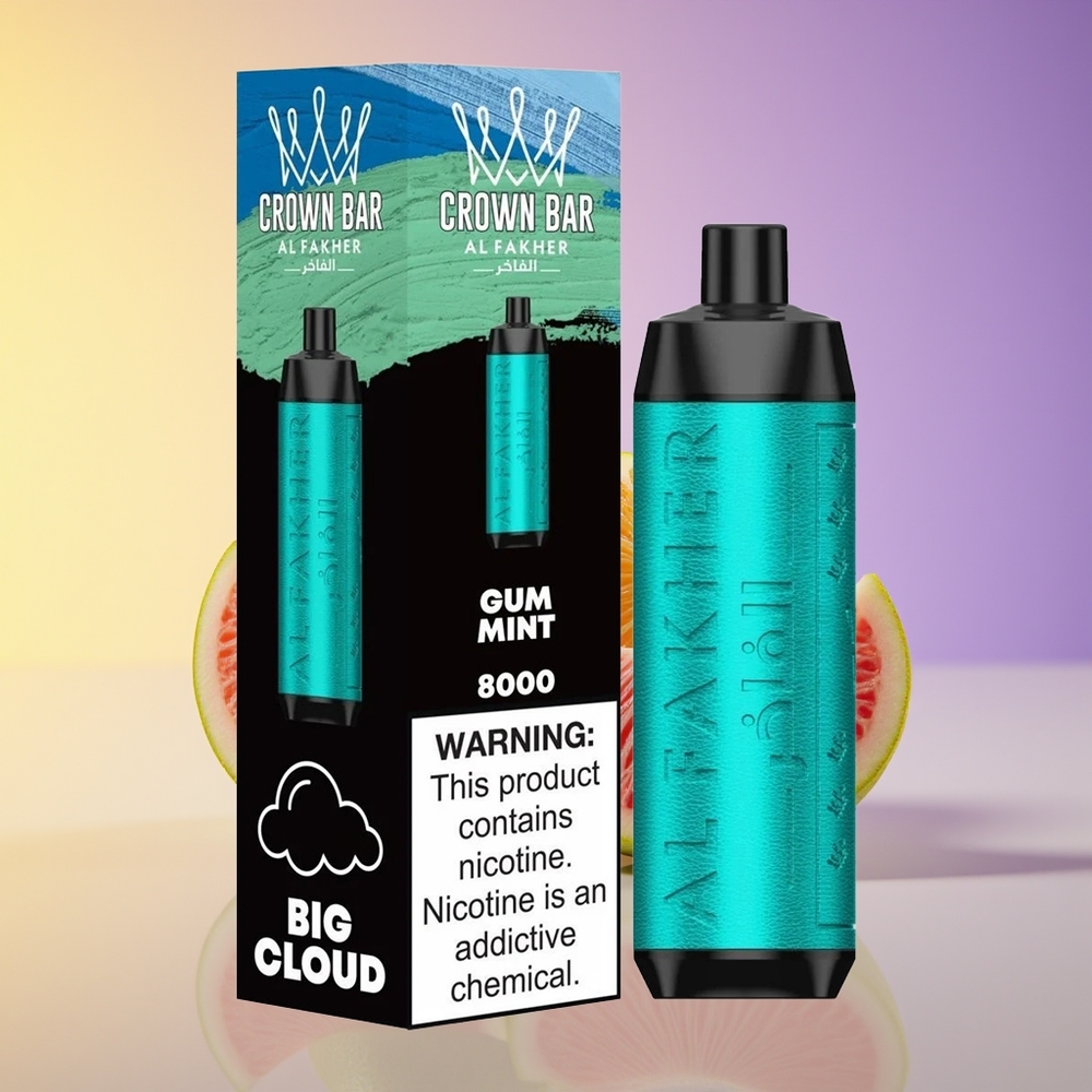 Al Fakher Crown Bar 8000 Crystal Çəkmə İstifadə Edilə Bilən Nanoqatran Nanə