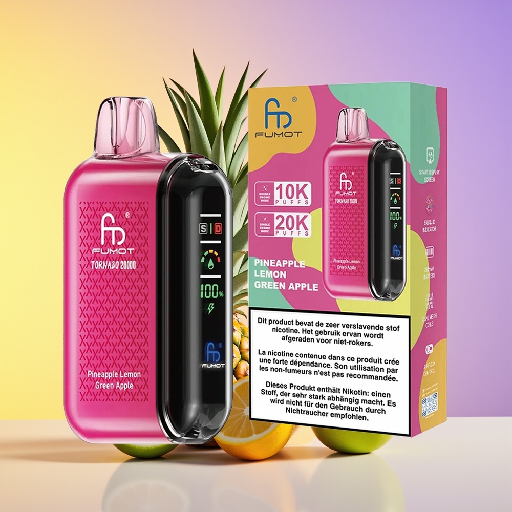 Fumot Tornado 20000 Puff Dual Mesh Ananas Limon Yaşıl Alma