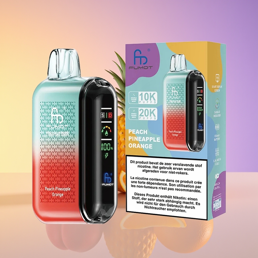 Fumot Tornado 20000 Puff Dual Mesh Şaftalı Ananas Portağal