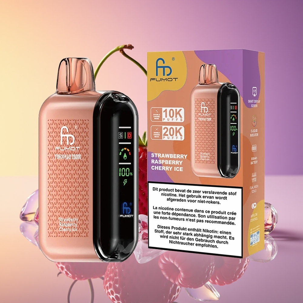 Fumot Tornado 20000 Puff Dual Mesh Çiyələk Malina Albalı Buz