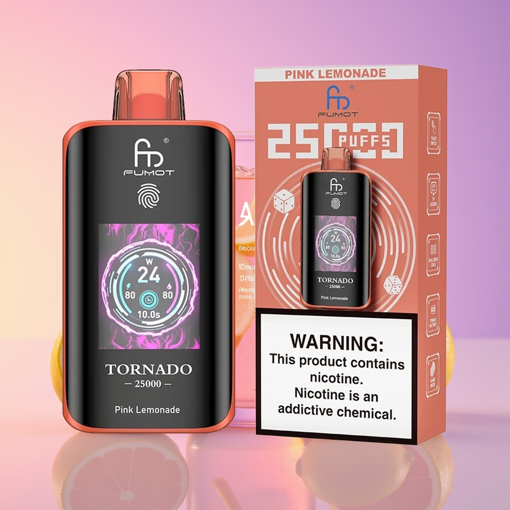 Fumot Tornado 25000 Püflər HD Ekran Çəhrayı Limonad