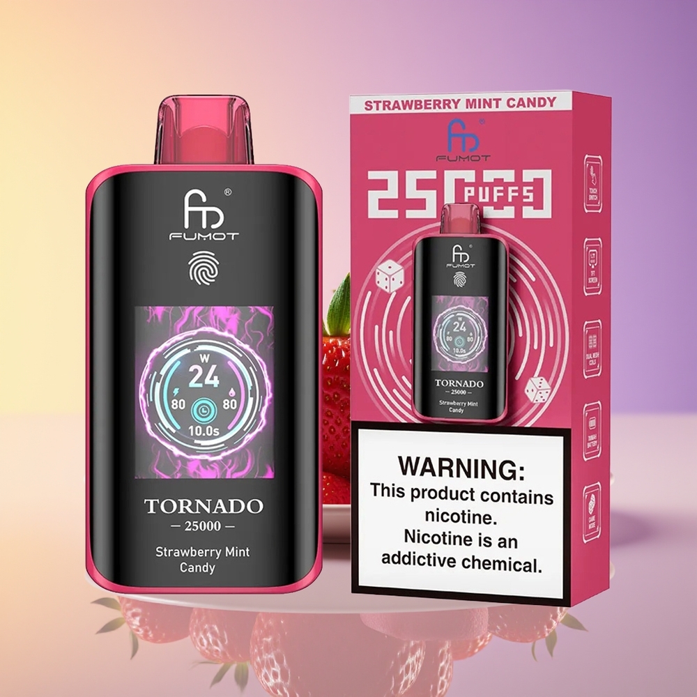Fumot Tornado 25000 Puff 700mAh Batareya Çiyələk Nanə Şəkər