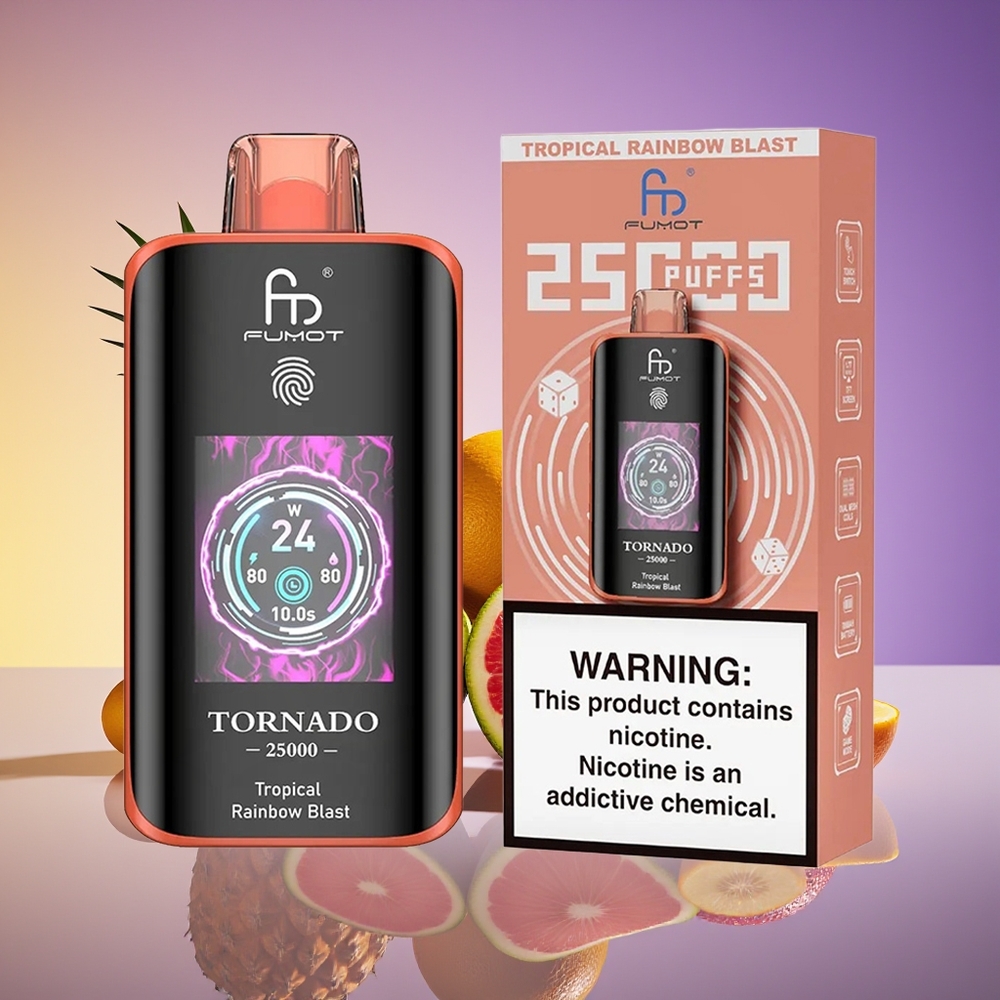 Fumot Tornado 25000 Puff HD Ekran Tropik Göy Qurşağı Partlayışı
