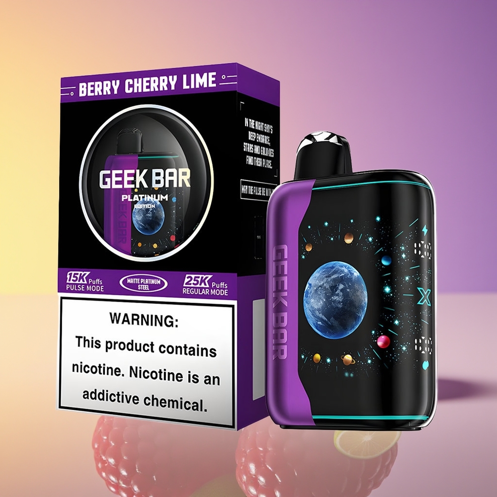 GEEK BAR Platinum Edition 25000 Puff Dinamik 3D Ekran Giləmeyvə Albalı Limon