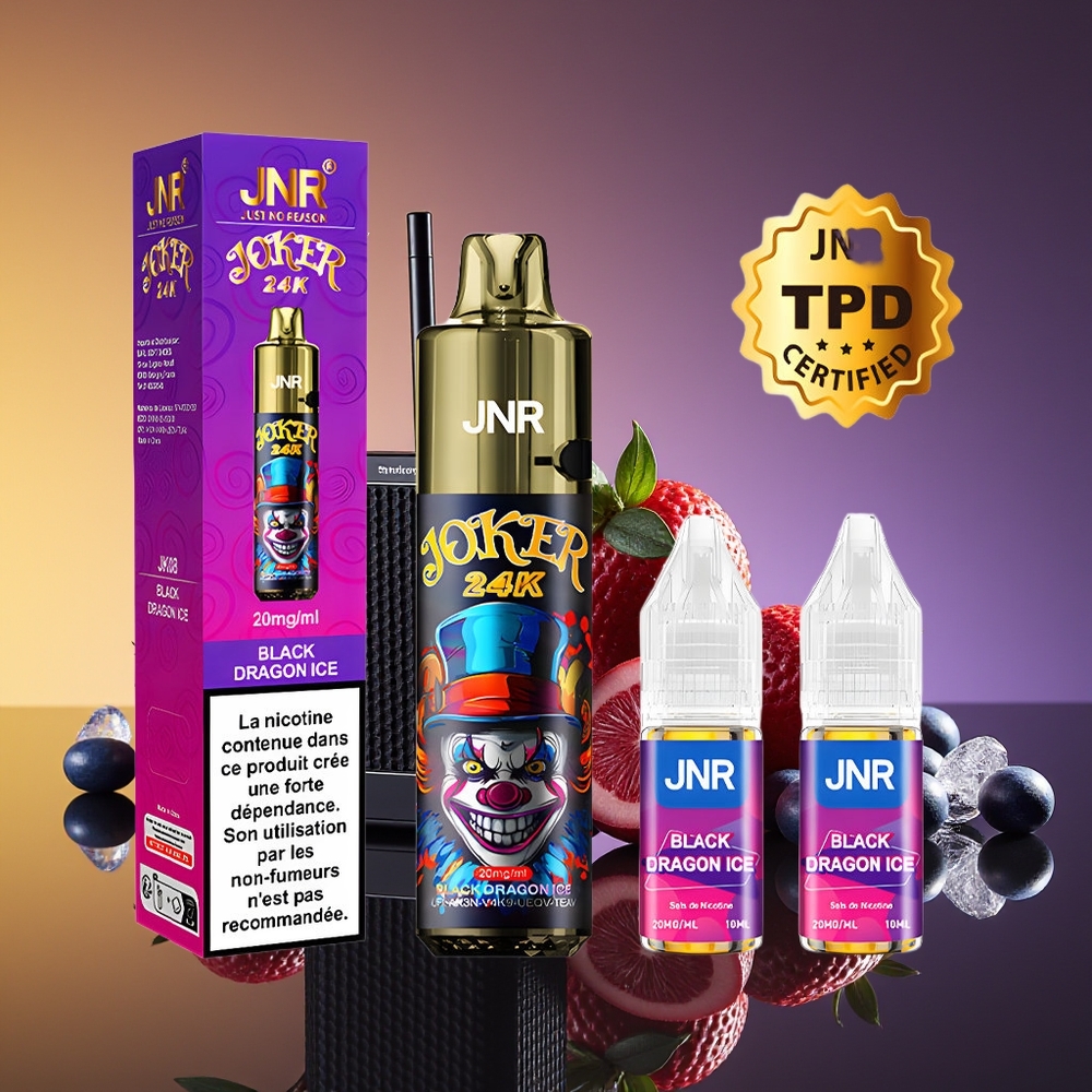 JNR Joker 24000 Puff Yanacaq Seviyyəsi Göstəricili Qara Əjdaha Buzu