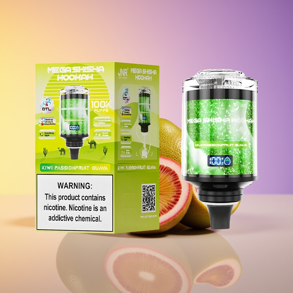 JNR Mega Shisha Hookah 100K Ağızlıq Stolüstü Uyğunluğu Kivi Çiyələyi Qovaq