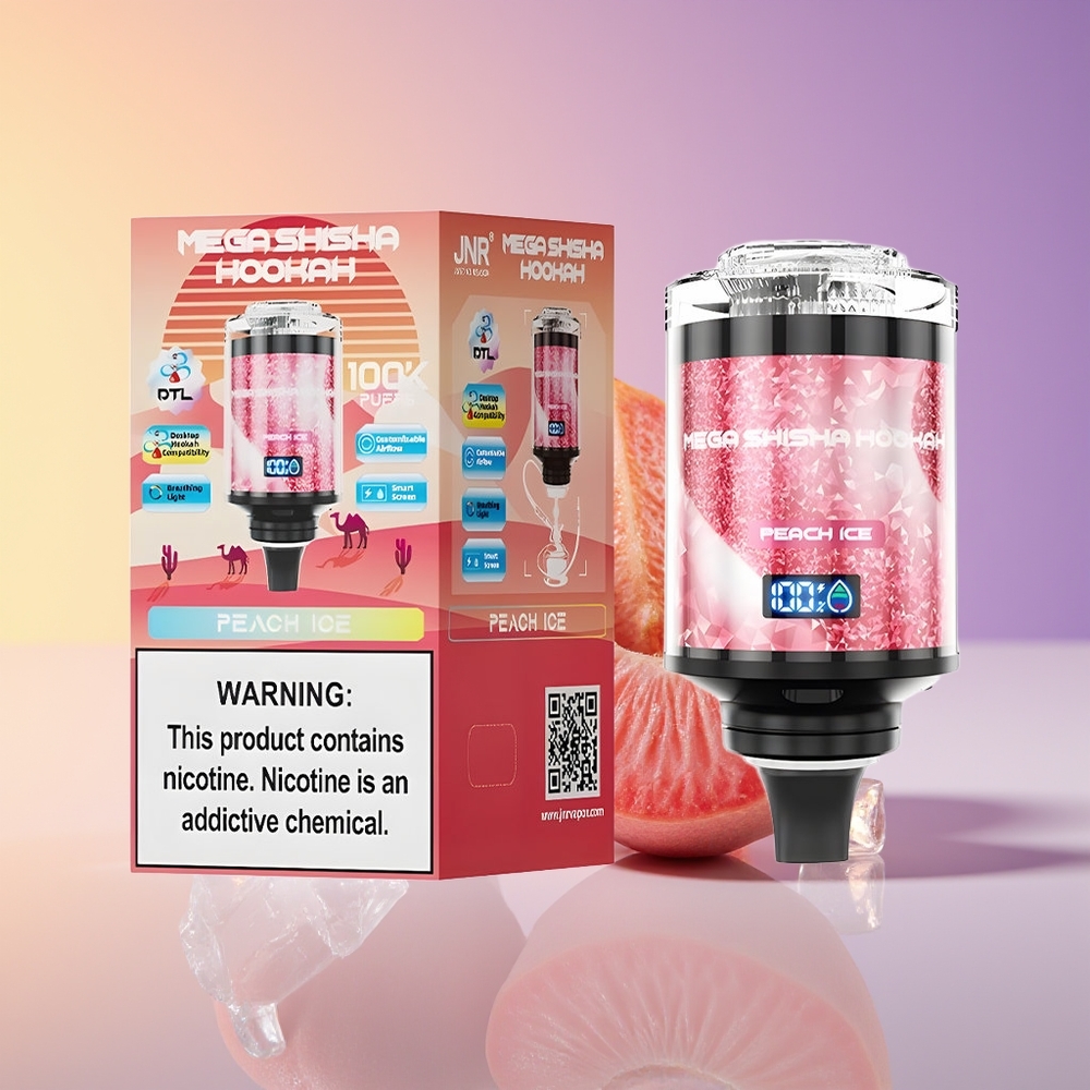JNR Mega Shisha Hookah 100K Nəfəs İşığı Şaftalı Buz