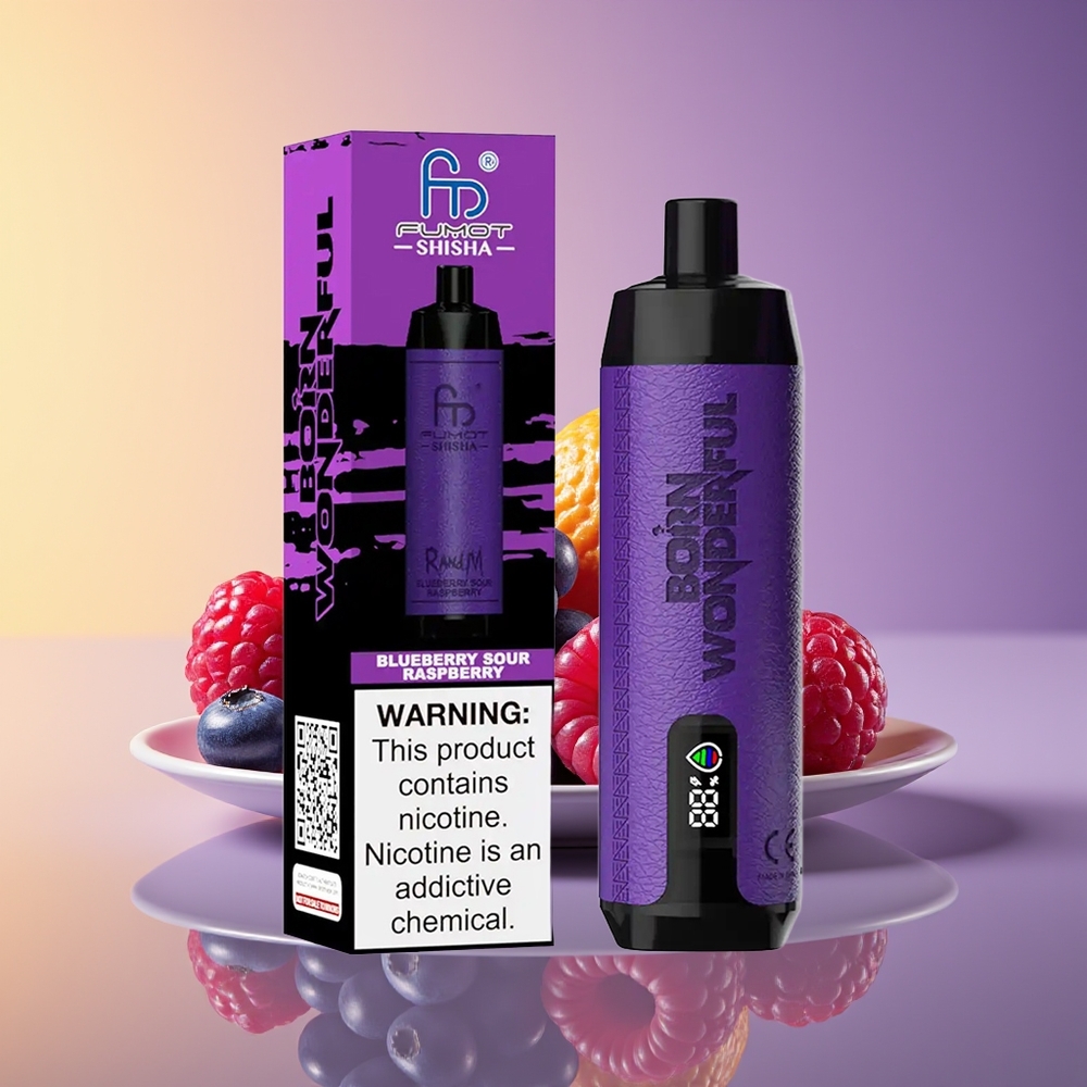 RandM Fumot Shisha 10000 Püf LED Göstərici Göy Giləmeyvəsi Turş Moruq