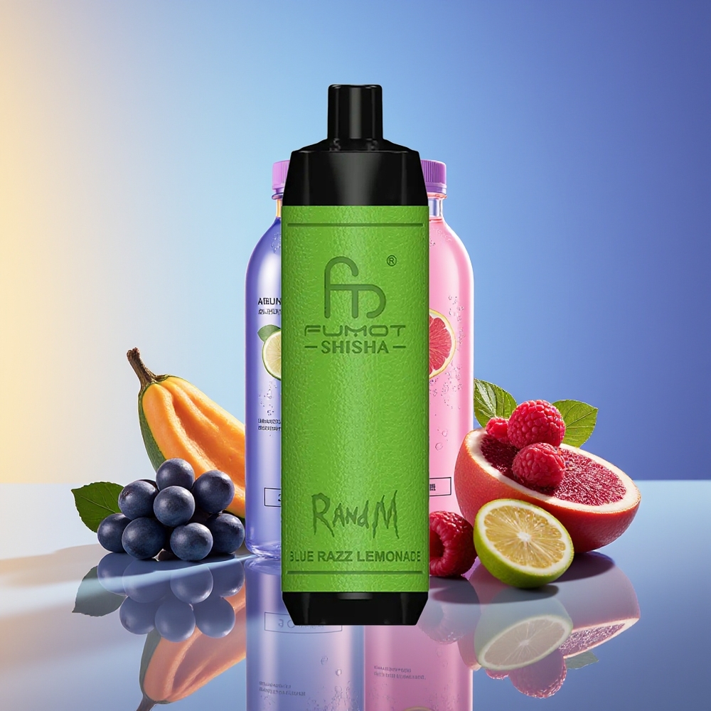 RandM Fumot Shisha 10000 Puffs LED Göstərici Göy Moruq Limonad