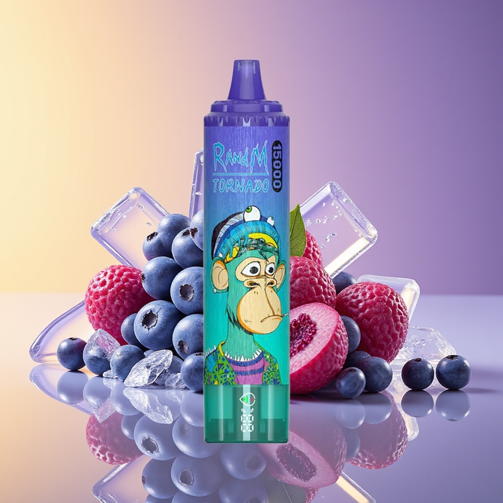 RandM Fumot Tornado 15000 Püflər Birdəfəlik Vape Mavi Giləmeyvə Buz Üzərində