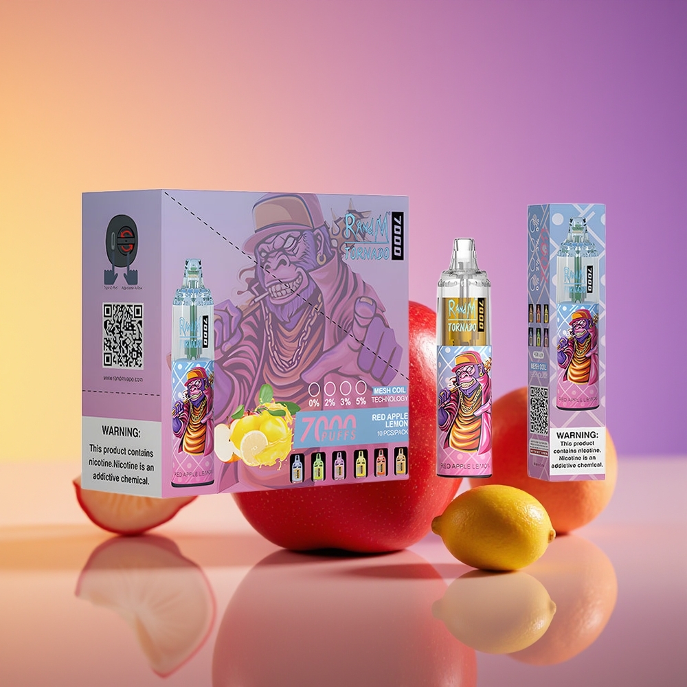 RandM Fumot Tornado 7000 Nəfəs RGB Işıq Qırmızı Alma Limon