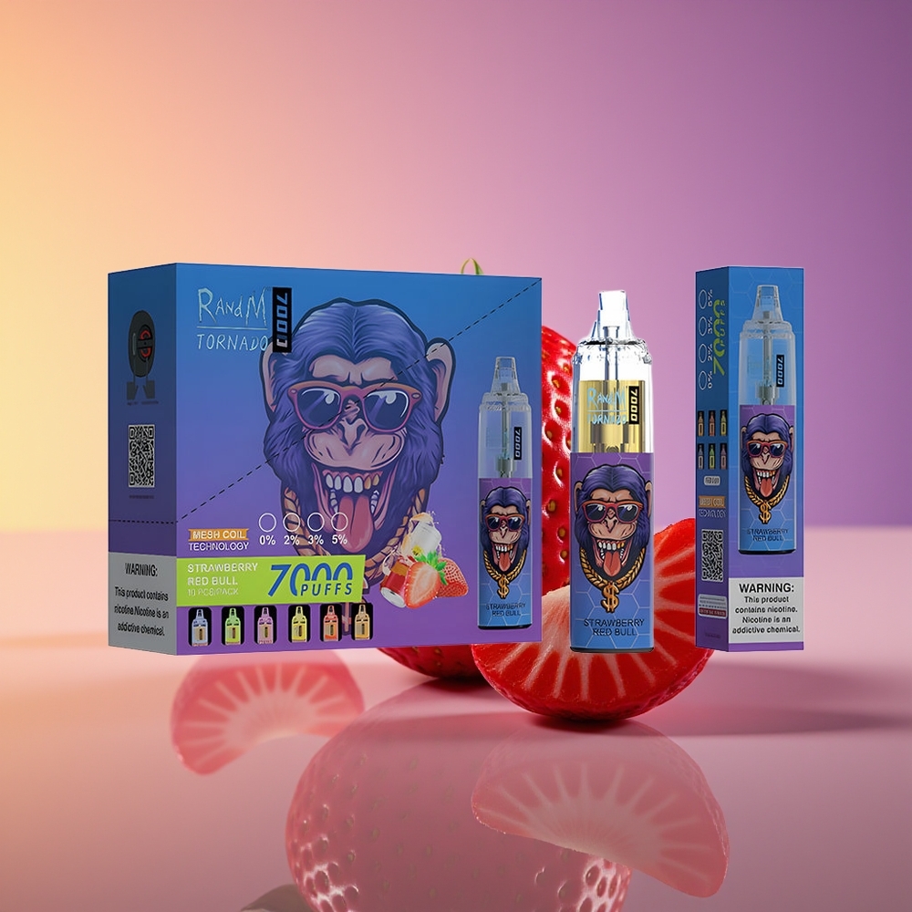 RandM Fumot Tornado 7000 Nəfəs RGB Işıq Çiyələk Qırmızı Bull