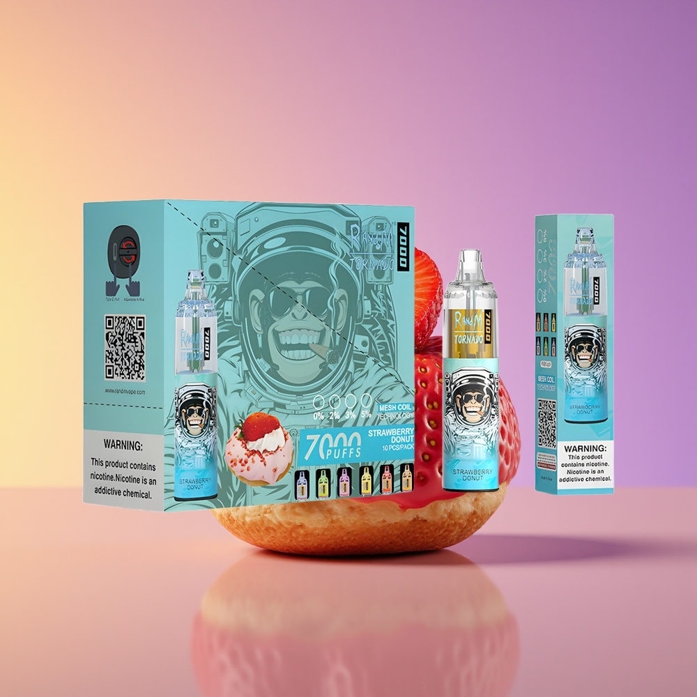 RandM Fumot Tornado 7000 Puffs Mesh Coil Çiyələkli Donut