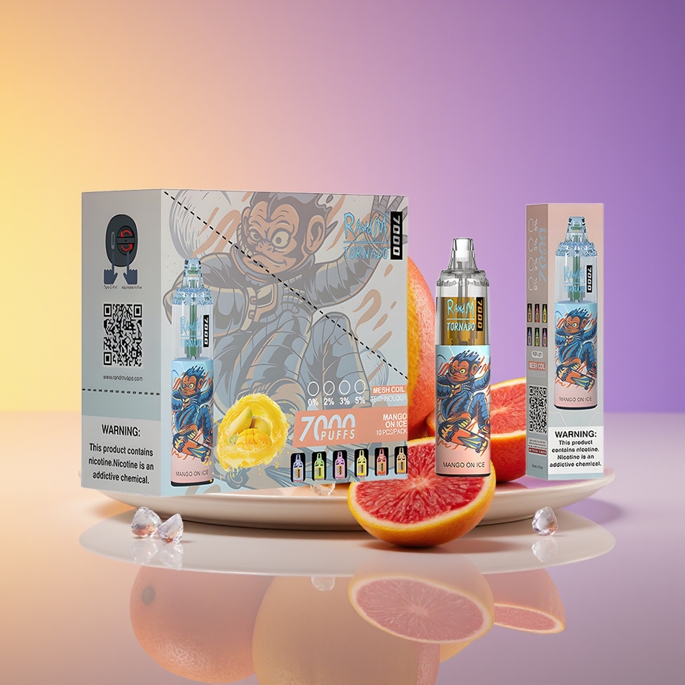 RandM Fumot Tornado 7000 Puffs Mesh Qoxusu Mango Buz Üzərində