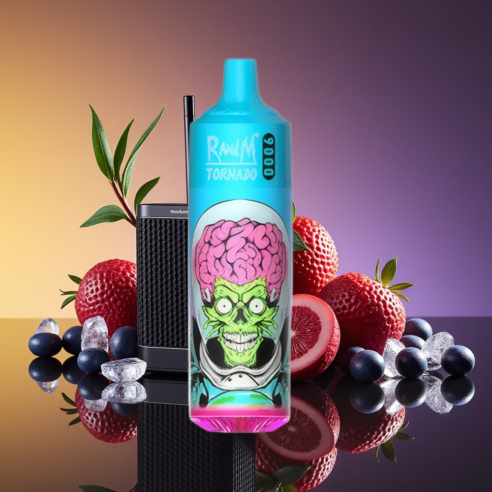 RandM Fumot Tornado 9000 Puffs Mesh Qara Əjdaha Buz