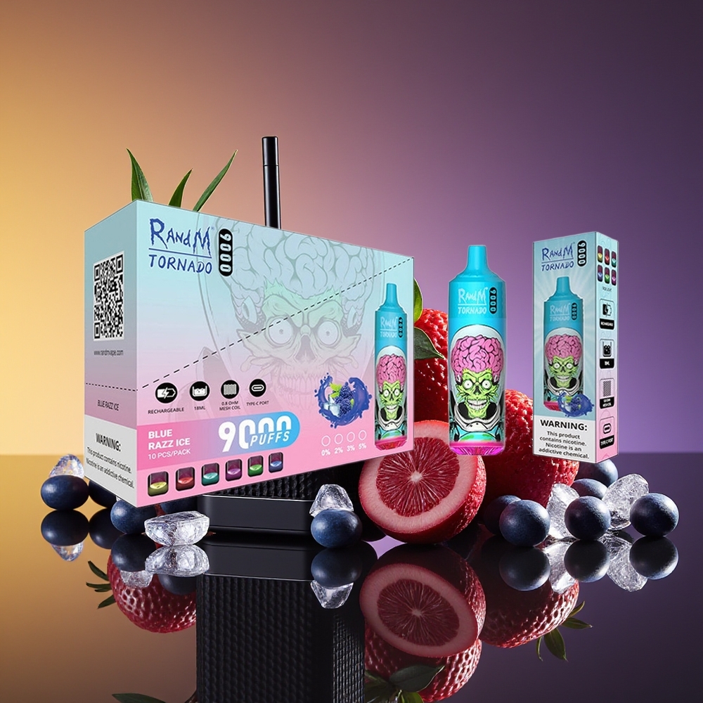 RandM Fumot Tornado 9000 Puffs Mesh Qara Əjdaha Buz