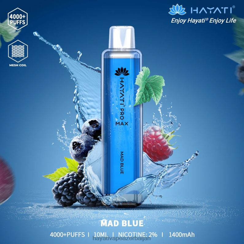 Hayati Pro Max birdəfəlik dəli mavi 6TZ6F110 Hayati Flavour Vapes