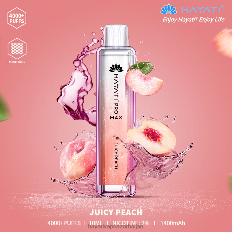 Hayati Pro Max birdəfəlik şirəli şaftalı 6TZ6F108 Hayati Flavours Azerbaijan