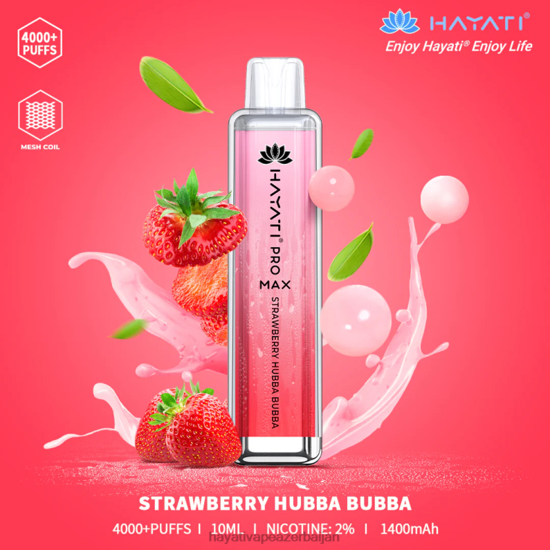 Hayati Pro Max birdəfəlik çiyələk hubba bubba 6TZ6F140 Hayati Flavour Vapes