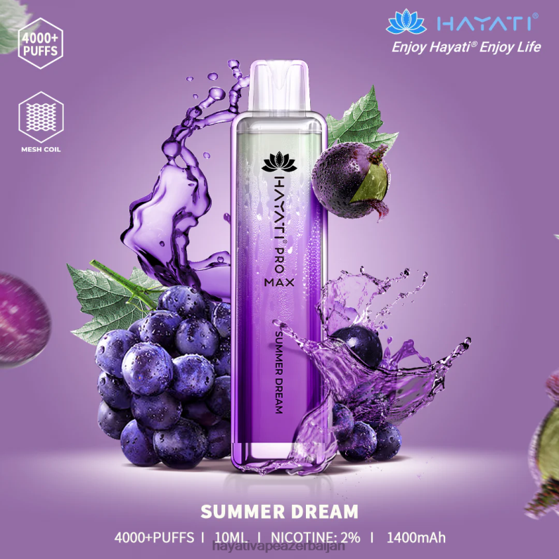 Hayati Pro Max birdəfəlik yay yuxusu 6TZ6F124 Hayati Vape Flavours