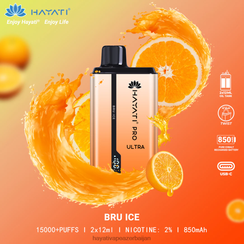 Hayati Pro Ultra birdəfəlik 15000 puf bru buz 6TZ6F198 Hayati Flavours Azerbaijan
