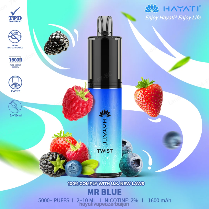 Hayati Twist birdəfəlik cənab mavi 6TZ6F77 Hayati Vape Review
