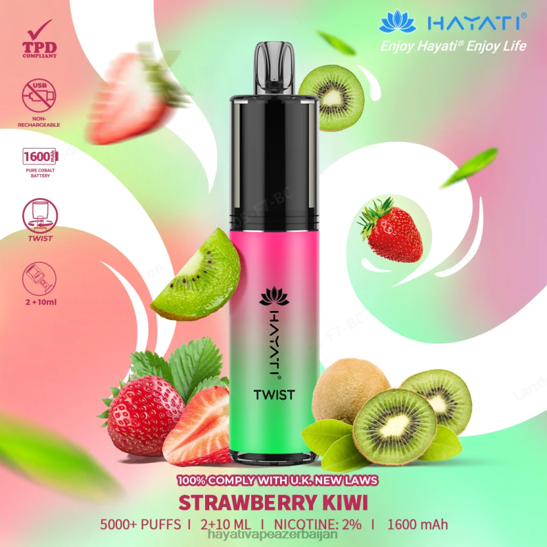 Hayati Twist birdəfəlik çiyələk kivi 6TZ6F83 Hayati Vape Azerbaijan