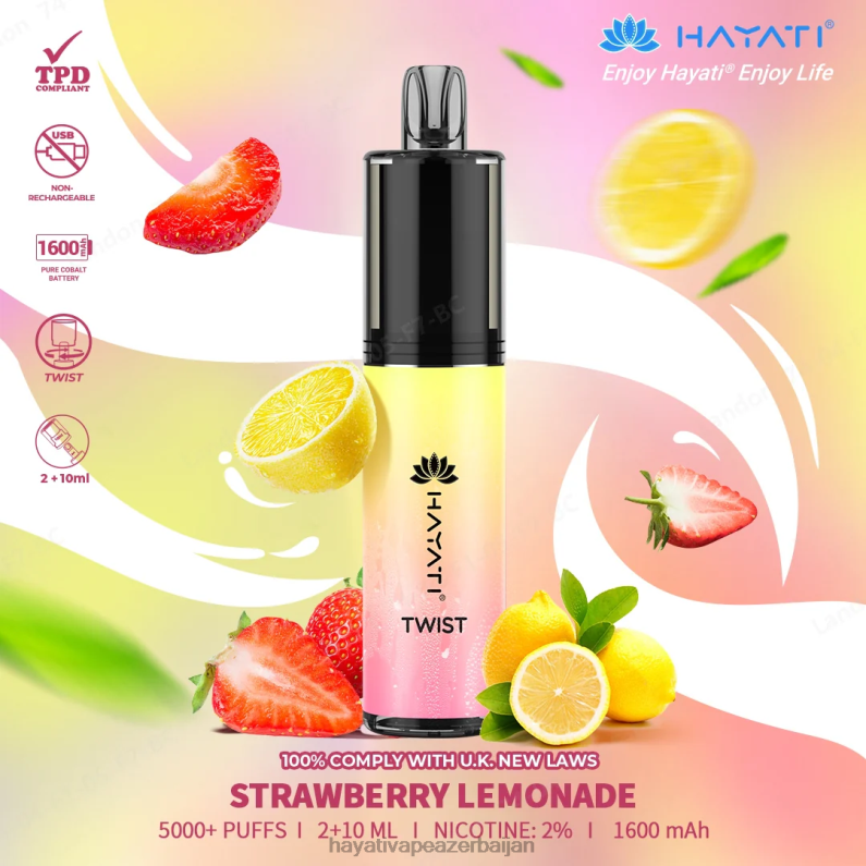 Hayati Twist birdəfəlik çiyələk limonad 6TZ6F84 Hayati Vape Flavours