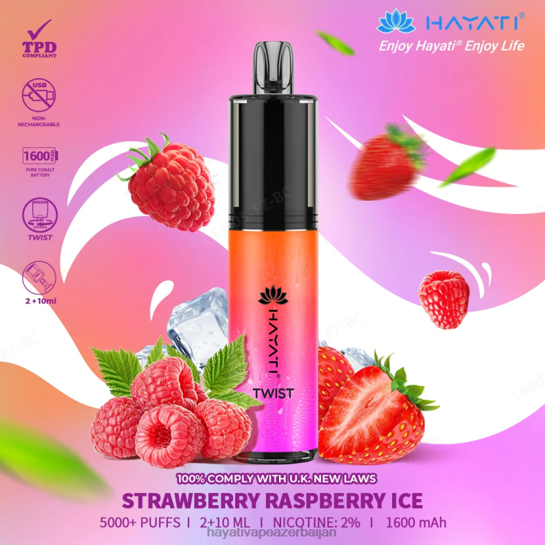 Hayati Twist birdəfəlik çiyələk moruqlu buz 6TZ6F85 Hayati Vape Liquid
