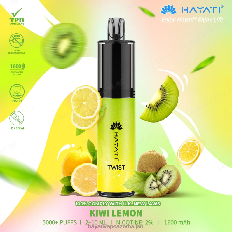 Hayati Twist birdəfəlik kivi limonu 6TZ6F73 Hayati Vape Azerbaijan