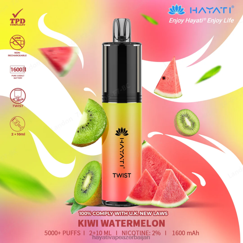 Hayati Twist birdəfəlik kivi qarpızı 6TZ6F74 Hayati Vape Flavours