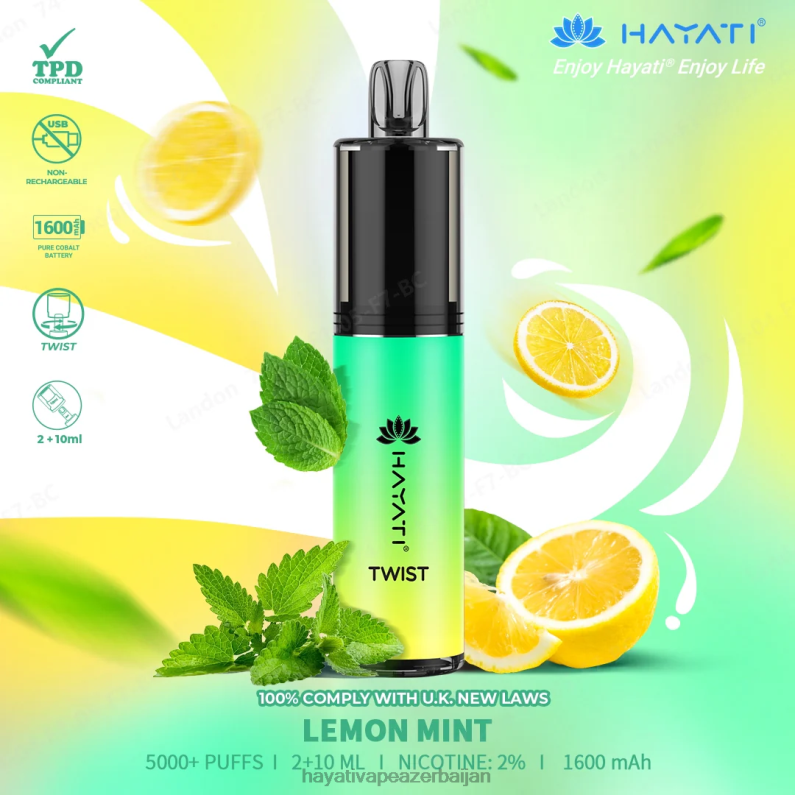 Hayati Twist birdəfəlik limon nanə 6TZ6F76 Hayati Vape Near Me