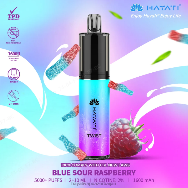 Hayati Twist birdəfəlik mavi turş moruq 6TZ6F65 Hayati Vape Liquid