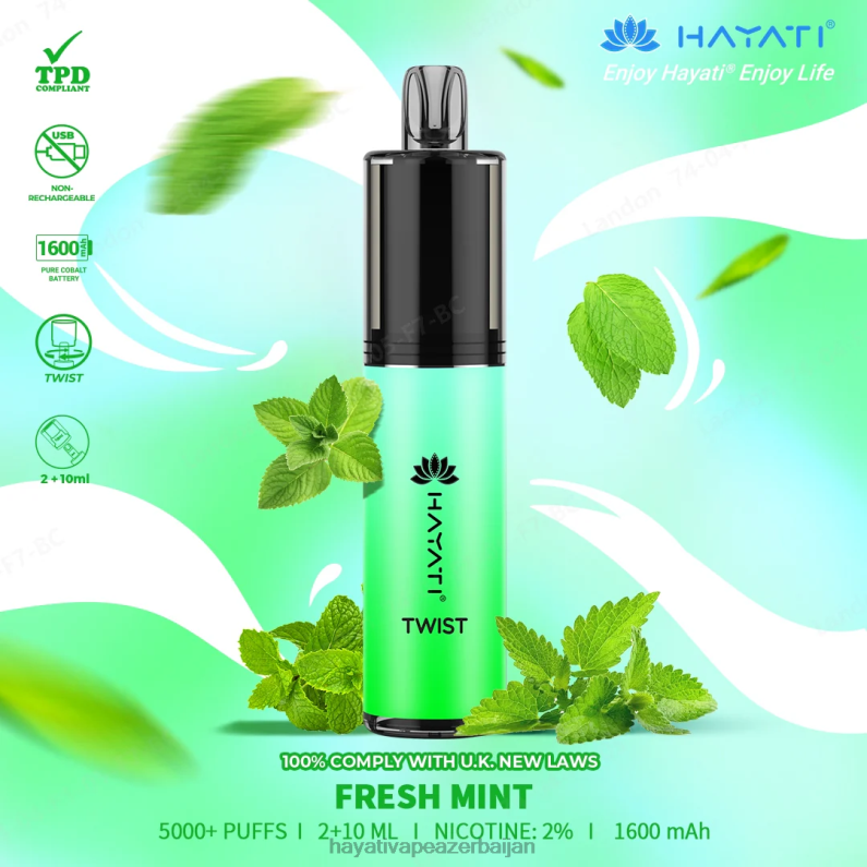 Hayati Twist birdəfəlik təzə nanə 6TZ6F70 Hayati Flavour Vapes