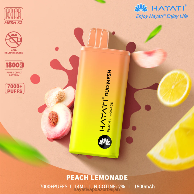 Hayati Duo Mesh birdəfəlik şaftalı limonad 6TZ6F175 Hayati Vape Liquid