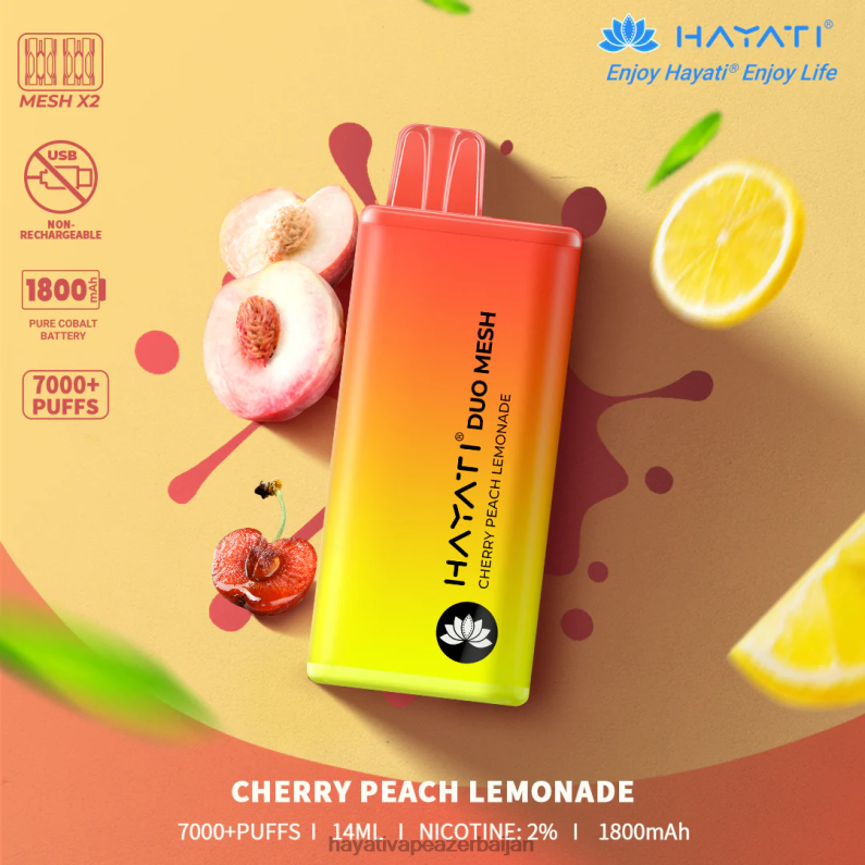 Hayati Duo Mesh birdəfəlik albalı şaftalı limonad 6TZ6F168 Hayati Flavours Azerbaijan