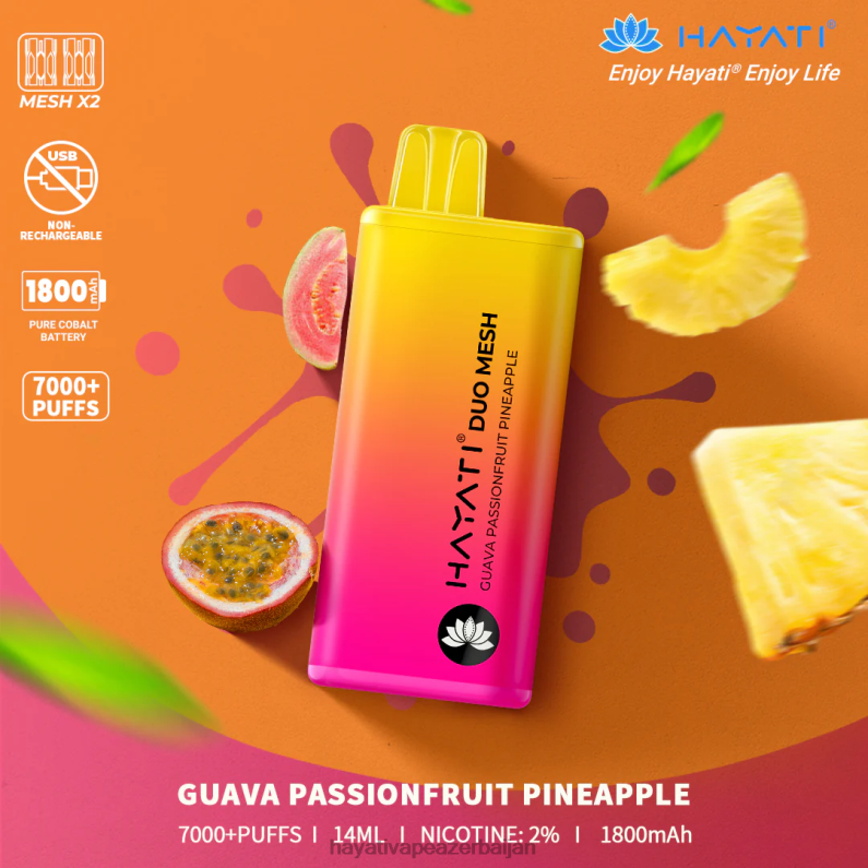 Hayati Duo Mesh birdəfəlik guava ehtiraslı ananas 6TZ6F170 Hayati Flavour Vapes