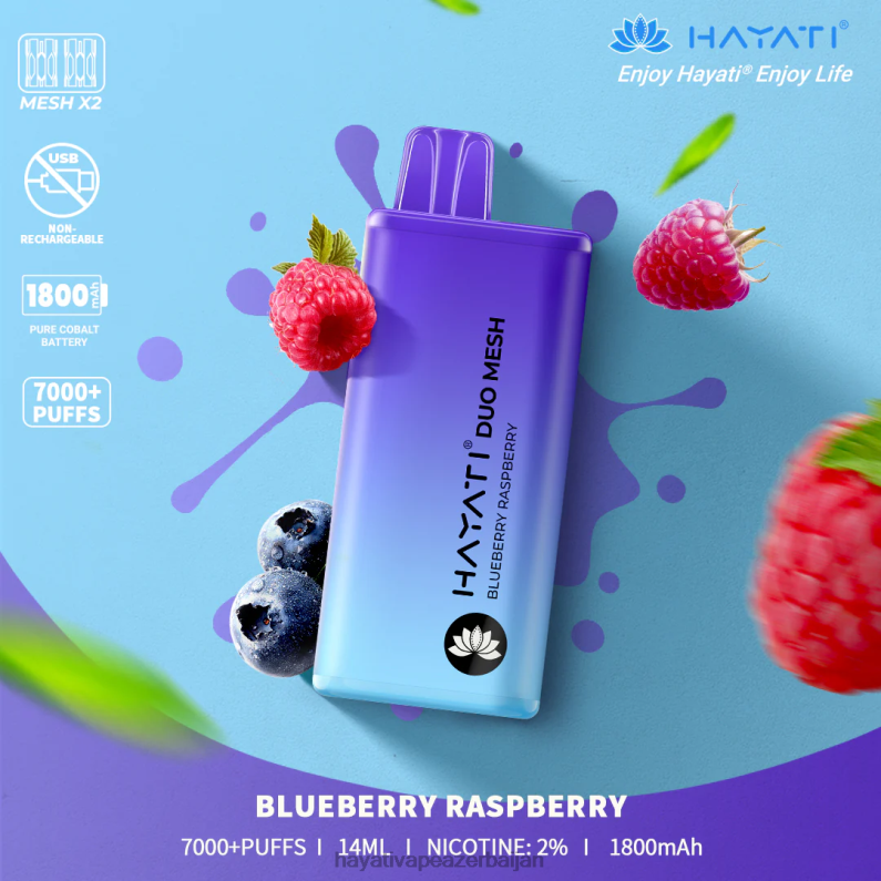 Hayati Duo Mesh birdəfəlik mavi moruq 6TZ6F167 Hayati Vape Review