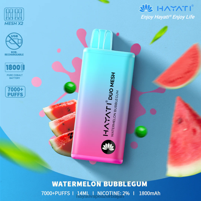 Hayati Duo Mesh birdəfəlik qarpız saqqızı 6TZ6F185 Hayati Vape Liquid