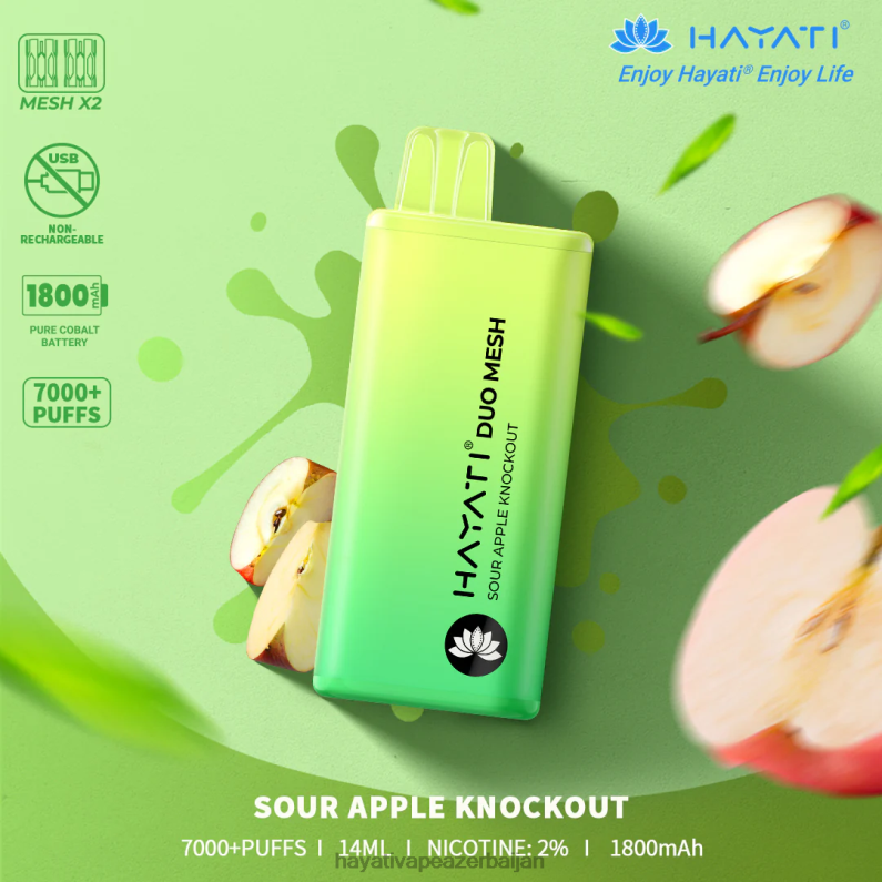 Hayati Duo Mesh birdəfəlik turş alma nakavt 6TZ6F180 Hayati Flavour Vapes