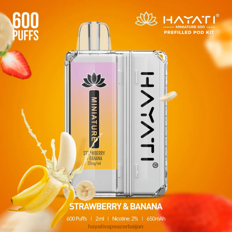 Hayati Miniature 600 pod dəsti çiyələk və banan 6TZ6F45 Hayati Vape Liquid