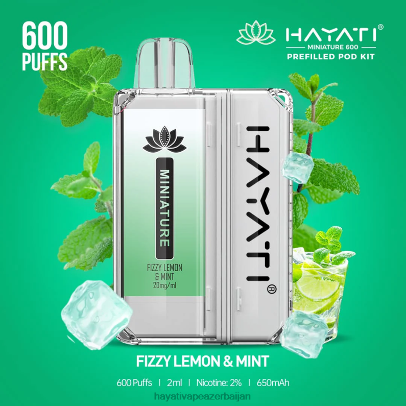Hayati Miniature 600 pod dəsti qazlı limon və nanə 6TZ6F33 Hayati Vape Azerbaijan