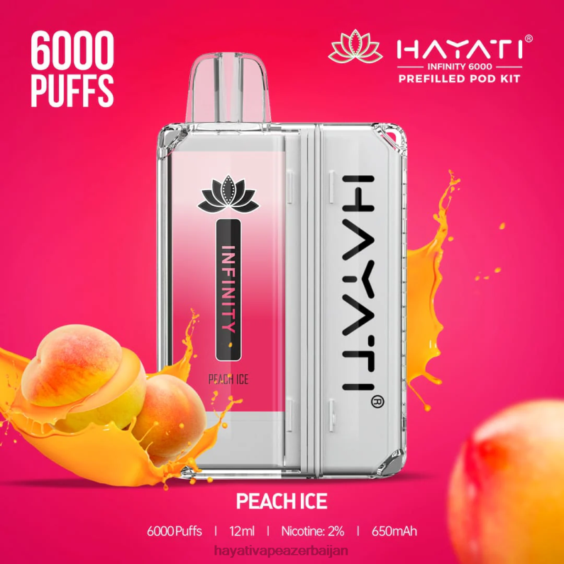 Hayati Infinity 6000 pod dəsti şaftalı buz 6TZ6F155 Hayati Vape Liquid