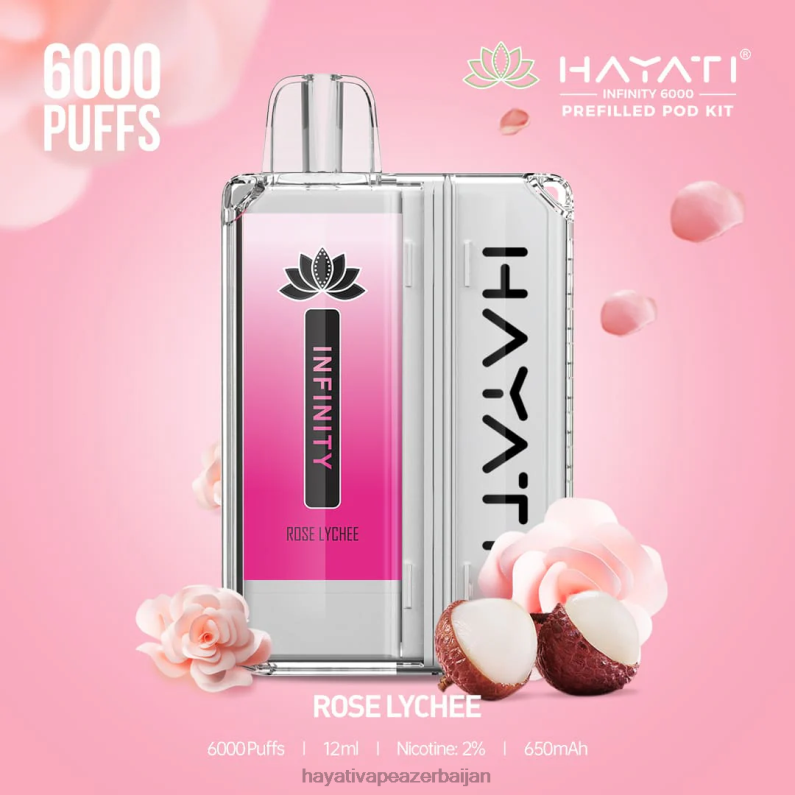 Hayati Infinity 6000 pod dəsti gül liçi 6TZ6F158 Hayati Flavours Azerbaijan