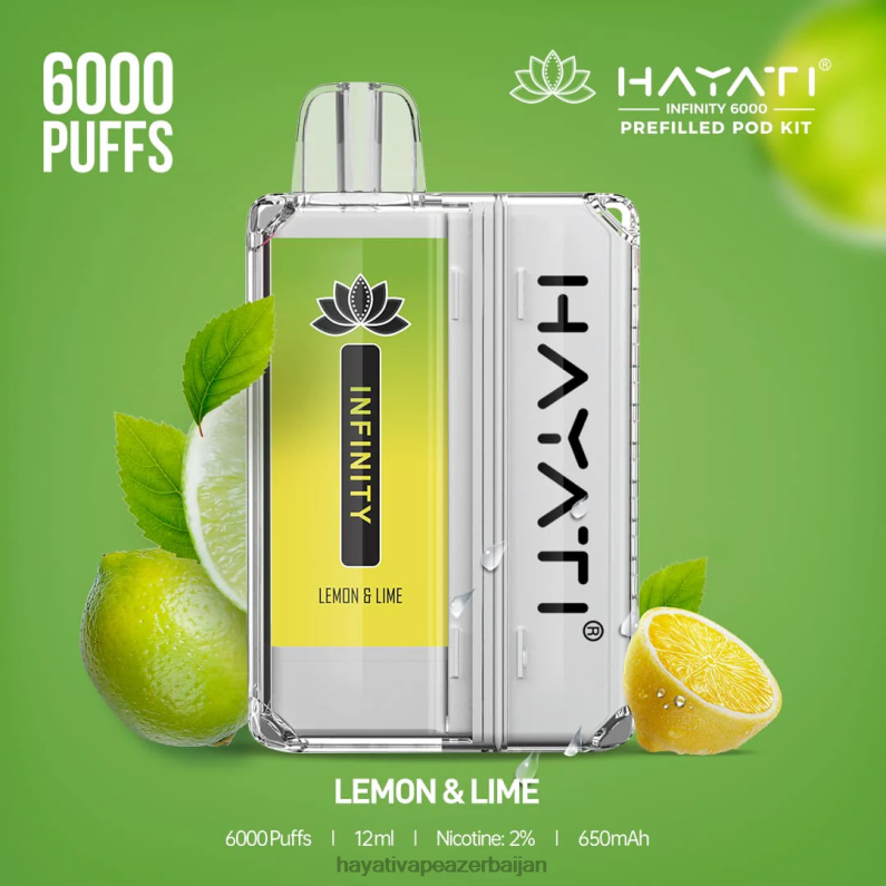 Hayati Infinity 6000 pod dəsti limon və əhəng 6TZ6F153 Hayati Vape Azerbaijan