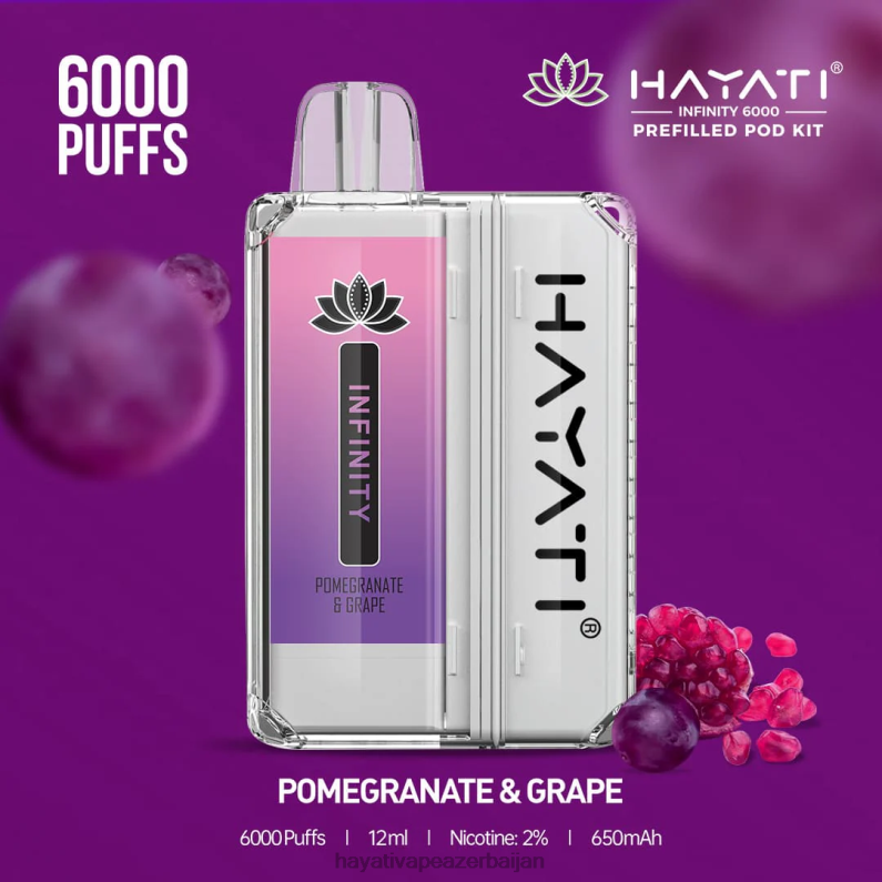 Hayati Infinity 6000 pod dəsti nar və üzüm 6TZ6F156 Hayati Vape Near Me